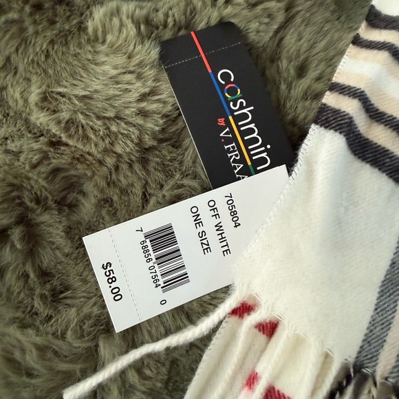 BNWT V. FRAAS Cashmink Scarf in Off White and Black - Picture 4 of 5